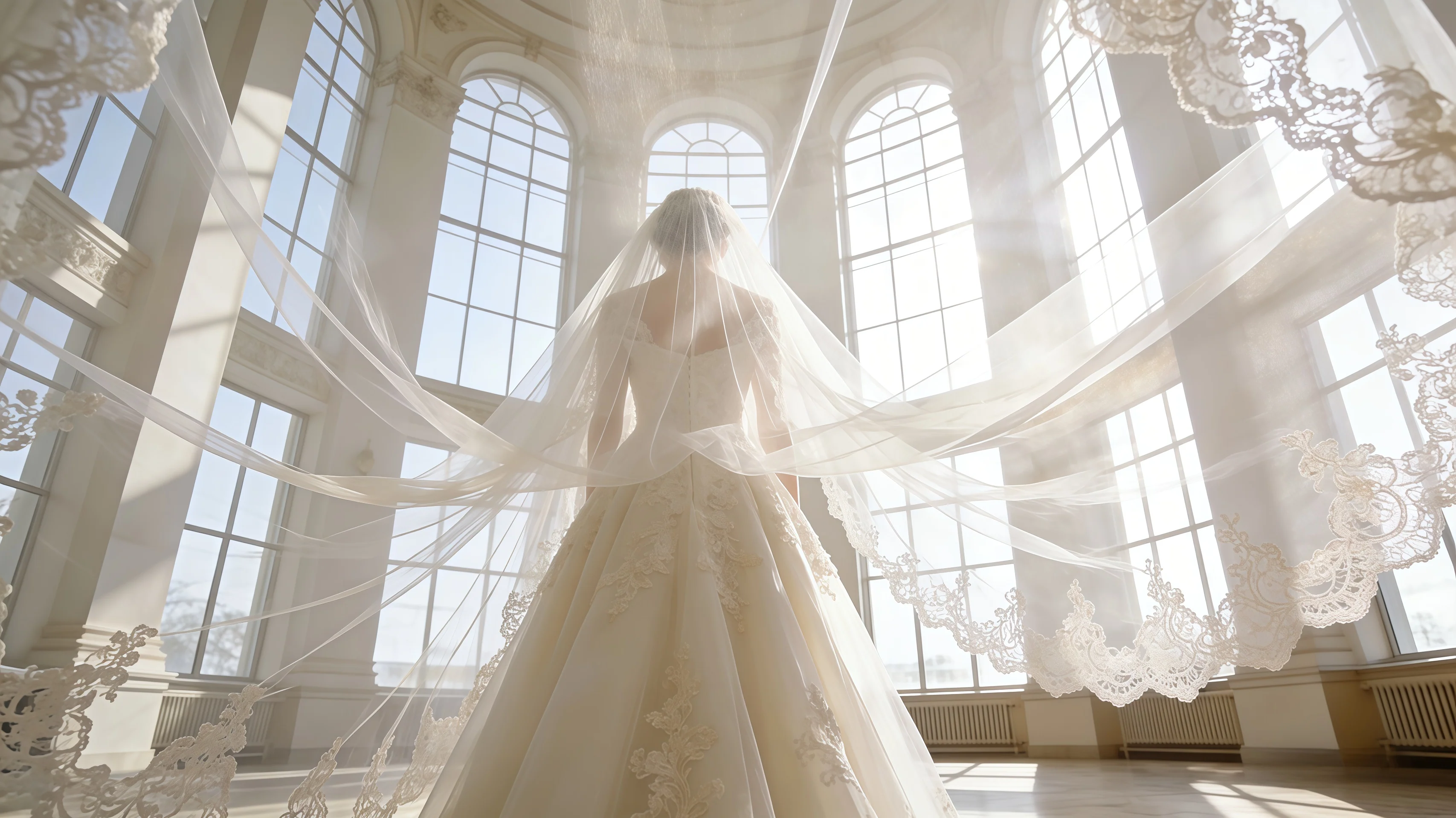 Braut in elegantem Kleid
